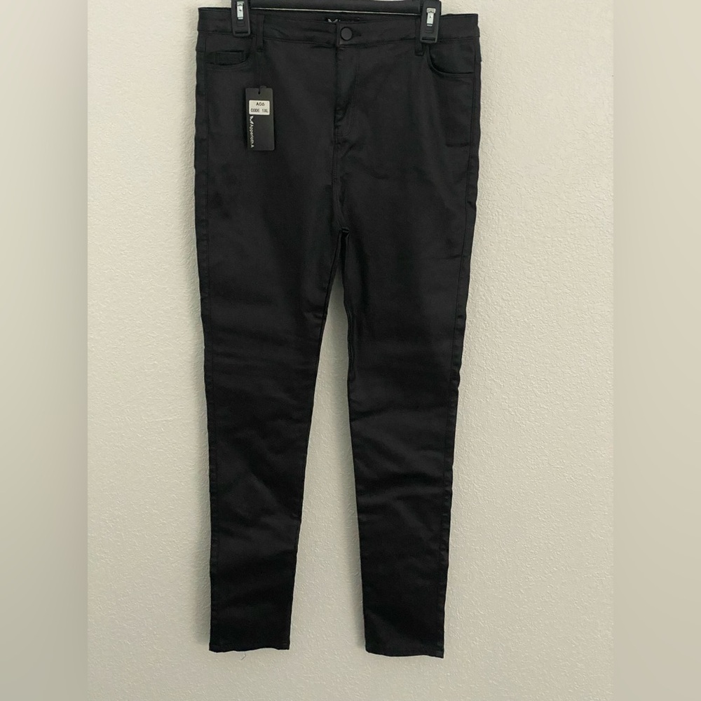 SHEIN Women's Black Skinny Pleather Pants